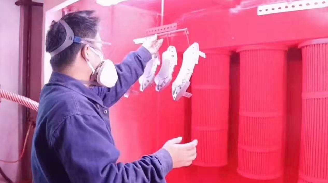 In-house spray painting area for aluminum die casting parts